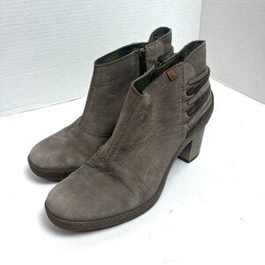 El Naturalista Boots Womens 40 Nubuck Lichen NF77 Ankle Boots Zip‎ Heel Booties